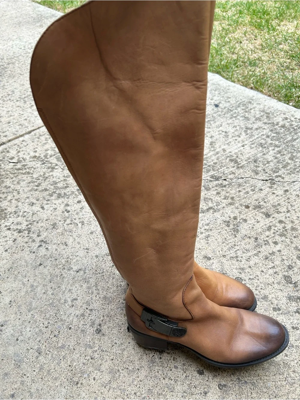Vince Camuto Tall Over-the-Knee Leather Boots - Cognac Brown